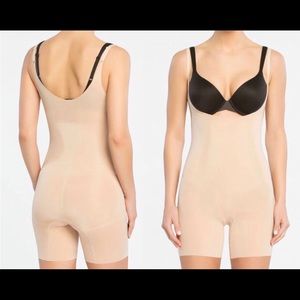 Spank Open-Bust Mid-Thigh Bodysuit